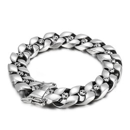 Fashion Hip Hop Men's Titanium Skull Bracelet