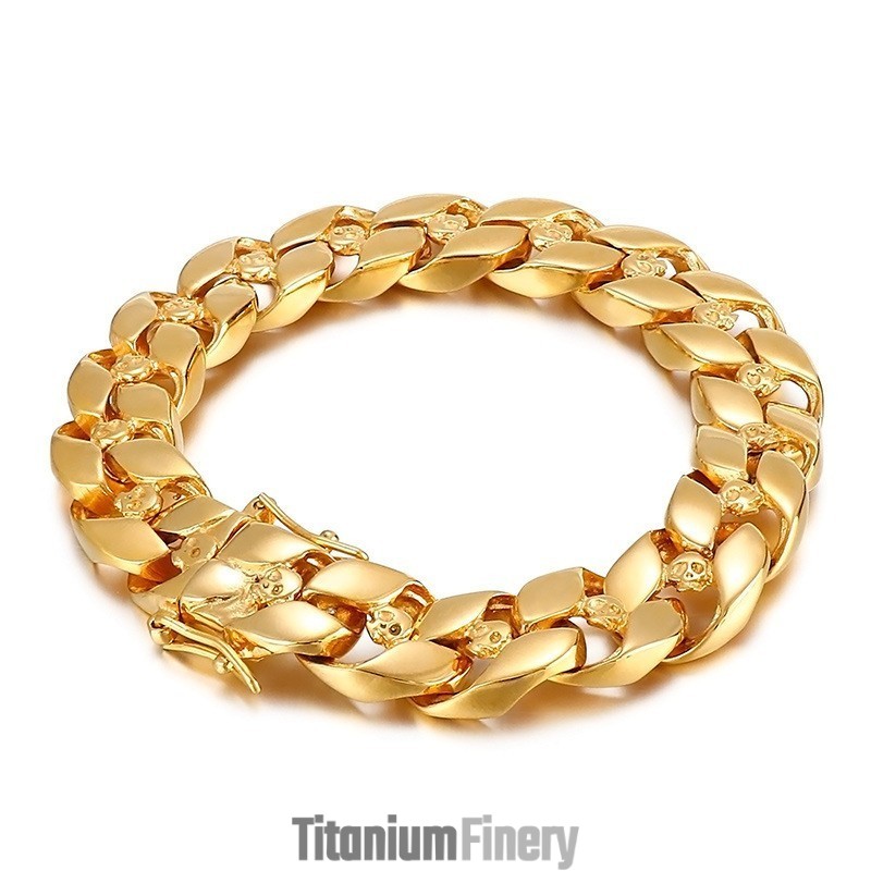 Fashion Hip-Hop Men's Titanium Skull Bracelet