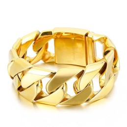 Fashion Gold 31Mm Wide Cool Titanium Hip Hop Bracelet