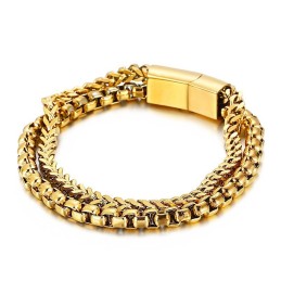 Square Double Layer Men's Titanium Bracelet