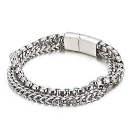 Square Double Layer Men's Titanium Bracelet