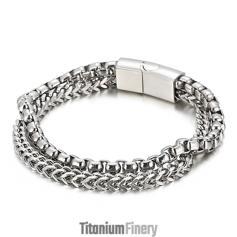 Square Double Layer Men's Titanium Bracelet Square Double Layer Men's Titanium Bracelet