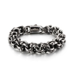 Vintage Biker Chain Rock Style Bicycle Chain Titanium Bracelet