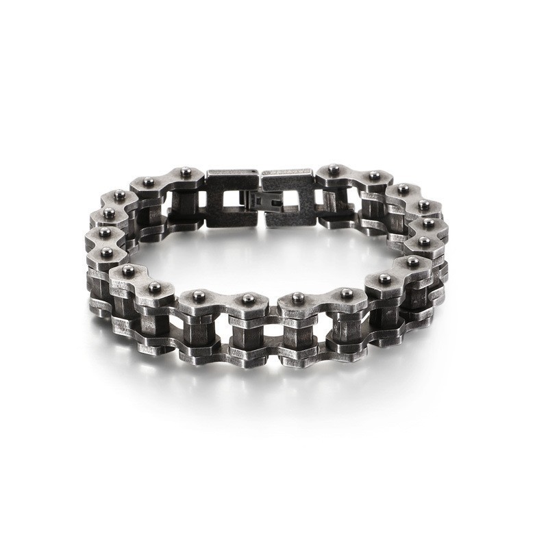 Vintage Biker Chain Rocker Bicycle Chain Titanium Bracelet