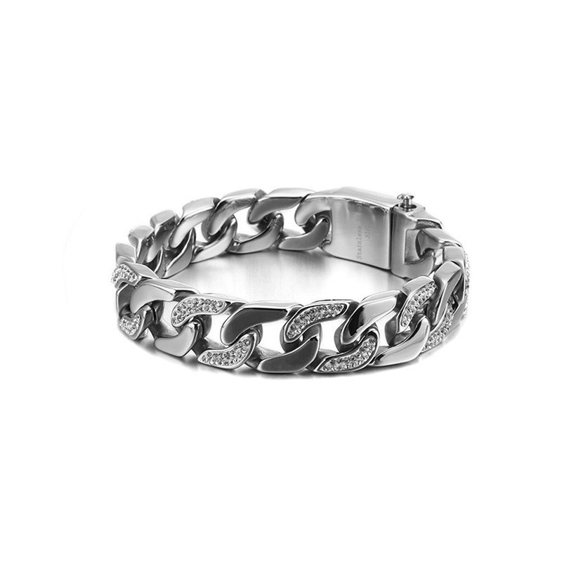 Men's Titanium Bracelet With Diamonds And Hip-Hop Exaggerated Men's Titanium Bracelet With Diamonds And Hip-Hop Exaggerated