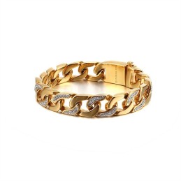 Exaggerated Men's Titanium Bracelet With Diamonds Hip-Hop Style