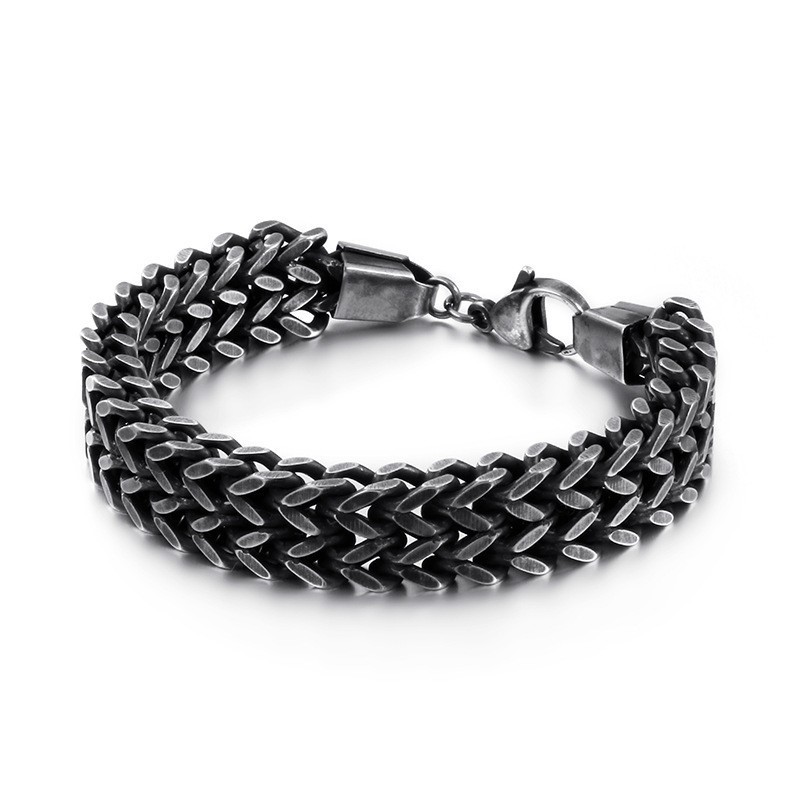 Double Layer V-Shaped Overlord Chain Titanium Bracelet For Men Double Layer V-Shaped Overlord Chain Titanium Bracelet For Men