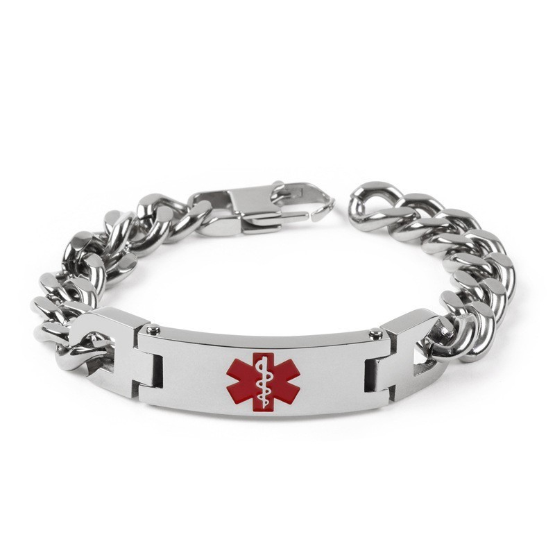 Version Of The Fashion Bend Brand Red Medical Logo Men's Bracelet Titanium Jewelry