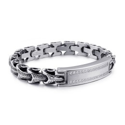 Men's Titanium Vintage Keel Micro-Set White Stone Bracelet