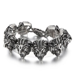 Alternative Wild Animal Lion Head Titanium Bracelet
