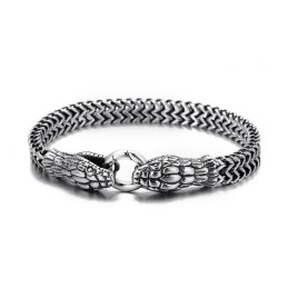 Vintage Cool Fashion Double-Headed Snake Titanium Bracelet For Men