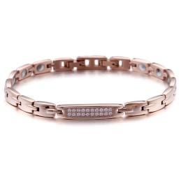 Fashion Germanium Stone With Diamonds Couple Titanium Bracelet