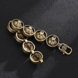 Vintage Tiger Head Round Titanium Bracelet For Men
