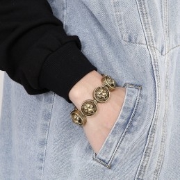 Vintage Tiger Head Round Titanium Bracelet For Men