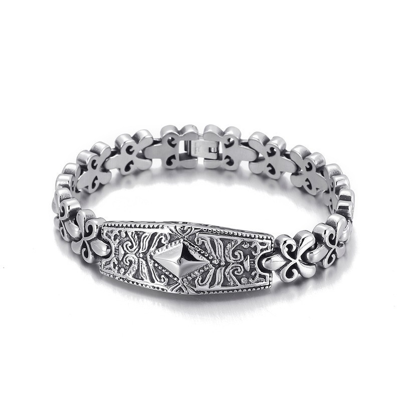 Fashion Flower Bay Brand Diamond-Shaped Titanium Bracelet For Men