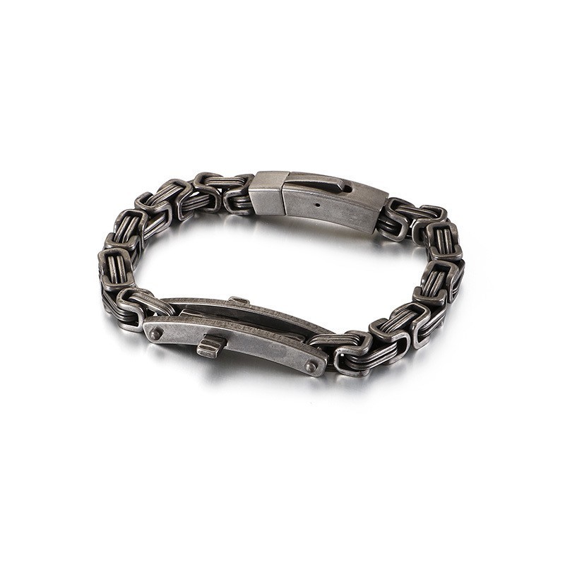 Back Type Curved Sign Cross Titanium Bracelet For Men