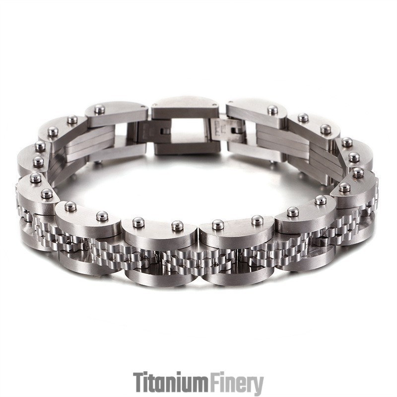 Titanium Bicycle Chain Men's Bracelet With Strap