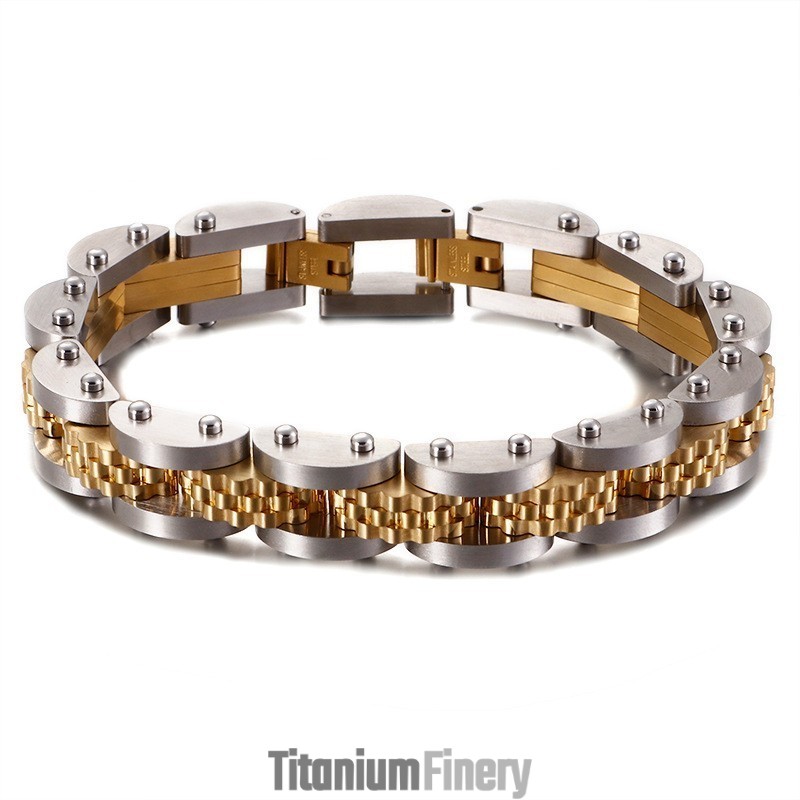 Titanium Bicycle Chain Men's Bracelet With Strap