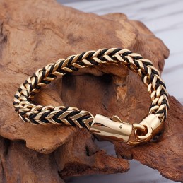 New Wave Retro Leather Braided Rope Titanium Bracelet