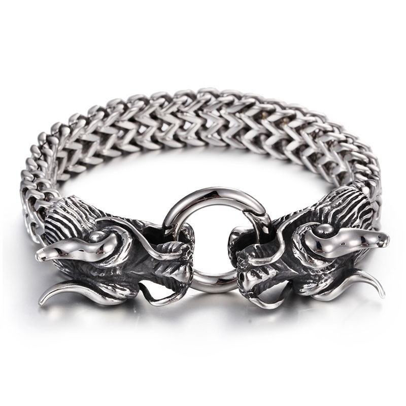 Men's Multi-Layer Bracelet Cool Double Dragon Men's Bracelet Faucet Clasp Men's Multi-Layer Bracelet Cool Double Dragon Men's Bracelet Faucet Clasp