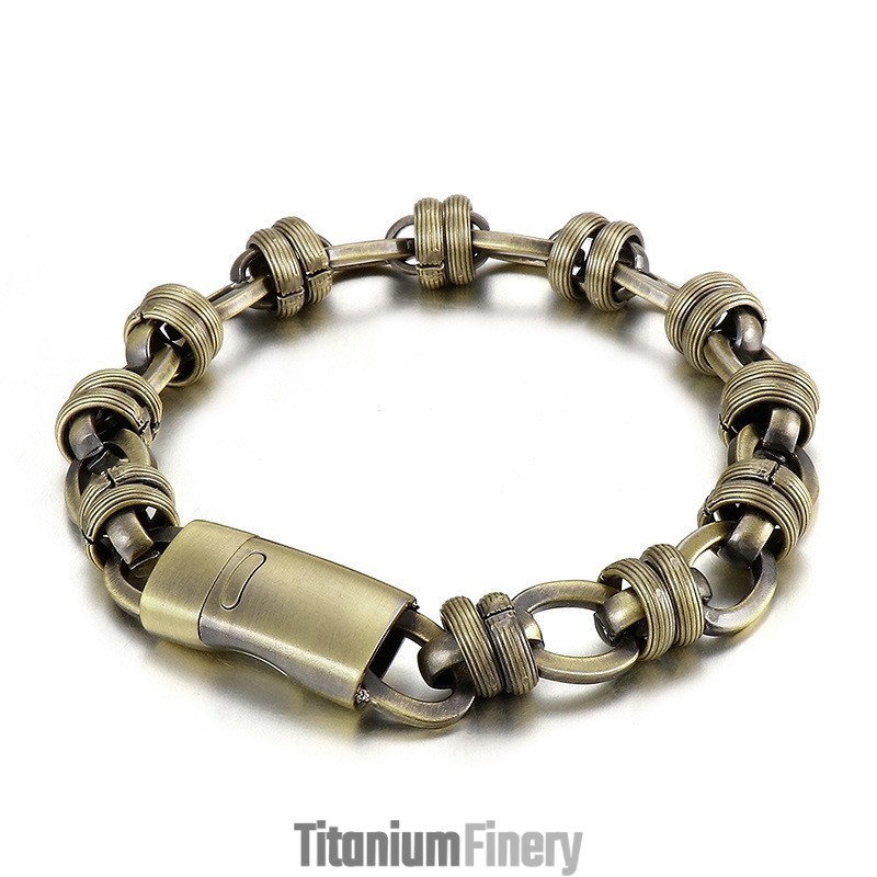 Vintage Bronze Oval Titanium Men's Bracelet Vintage Bronze Oval Titanium Men's Bracelet