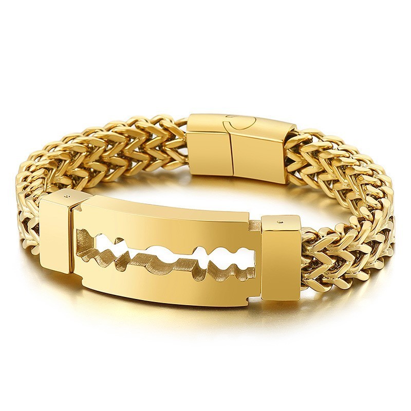Blade Bend Vacuum Plated Titanium Bracelet For Men Blade Bend Vacuum Plated Titanium Bracelet For Men