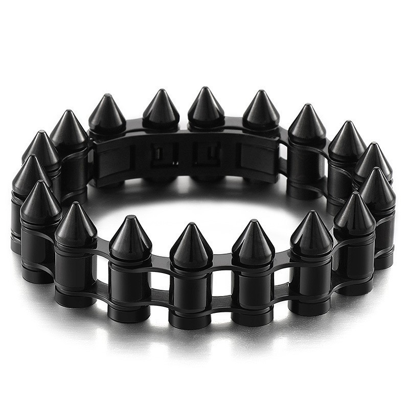 Fashion Bullet Head Men's Titanium Biker Bracelet Fashion Bullet Head Men's Titanium Biker Bracelet