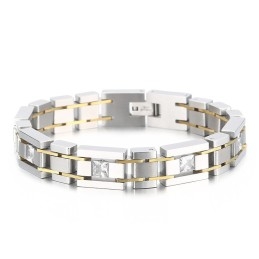 Fashion Birthday Gift With Diamonds Titanium Bracelet For Men