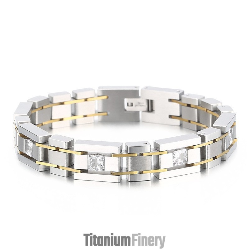 Fashion Birthday Gift With Diamonds Titanium Bracelet For Men Fashion Birthday Gift With Diamonds Titanium Bracelet For Men