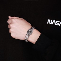Vintage Chic Style Round Plate Masonic Titanium Bracelet For Men