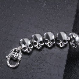 Fashion Cool Polished Skull Crossbones Titanium Men's Bracelet