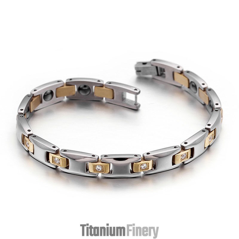 Diamond Magnet Titanium Bracelet For Men And Women
