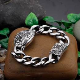 Fashion Cross With Zirconia Curved Titanium Bracelet For Men