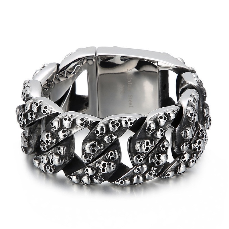 Exaggerated Chic Skull Titanium Bracelet For Men