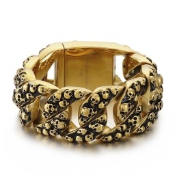 Exaggerated Chic Skull Titanium Bracelet For Men
