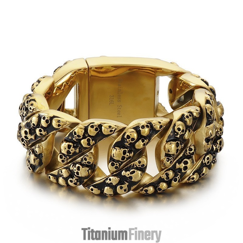 Exaggerated Chic Skull Titanium Bracelet For Men