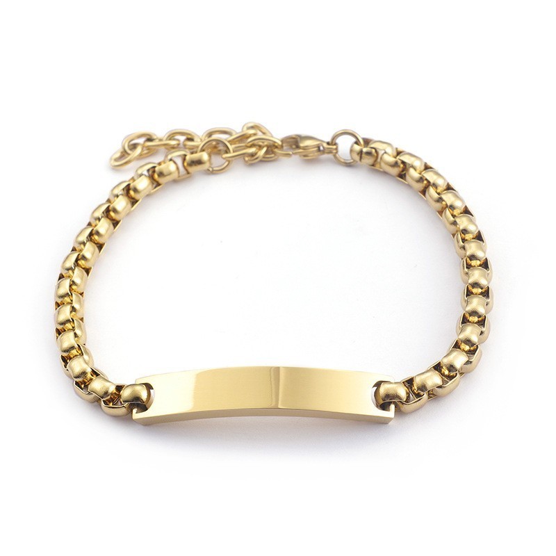 Chic Style Curved Square Couple Titanium Bracelet Chic Style Curved Square Couple Titanium Bracelet
