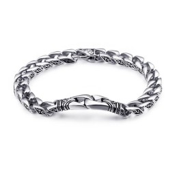 Fashion Hand-Holding Floral Titanium Bracelet For Men