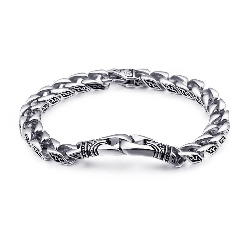 Fashion Hand-Holding Floral Titanium Bracelet For Men