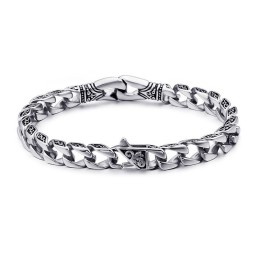 Fashion Hand-Holding Floral Titanium Bracelet For Men