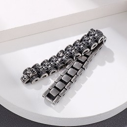 Exaggerated Skull Biker Titanium Bracelet For Men