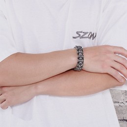 Exaggerated Skull Biker Titanium Bracelet For Men