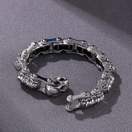 Fashion Skull Keel Machine Chain Titanium Bracelet For Men