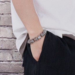 Fashion Skull Keel Machine Chain Titanium Bracelet For Men