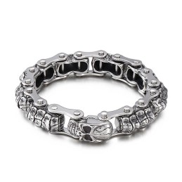 Fashion Skull Keel Machine Chain Titanium Bracelet For Men