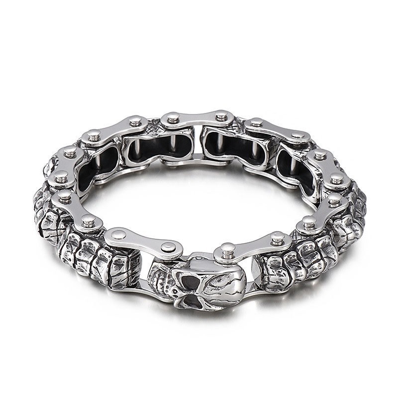 Fashion Skull Keel Machine Chain Titanium Bracelet For Men Fashion Skull Keel Machine Chain Titanium Bracelet For Men