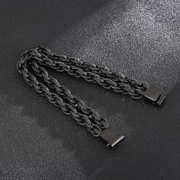 Fashion Black Plated Double Titanium Men's Bracelet