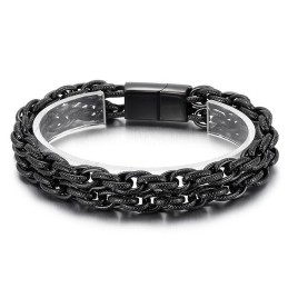 Fashion Black Plated Double Titanium Men's Bracelet