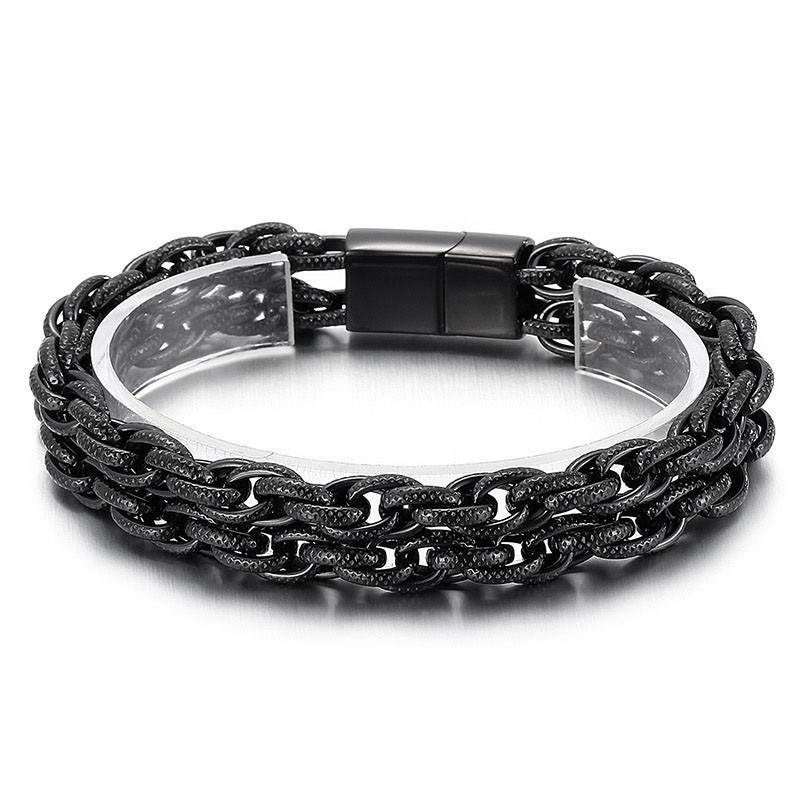 Fashion Black Plated Double Titanium Men's Bracelet Fashion Black Plated Double Titanium Men's Bracelet