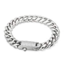 Fashion Street Hip-Hop Style Diamond Set Titanium Bracelet For Men